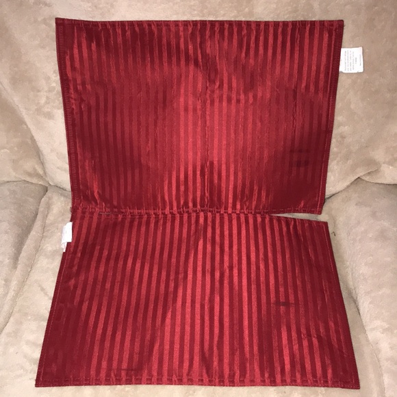 Two red striped placemats 100% polyester 13” x 18” - Picture 2 of 4